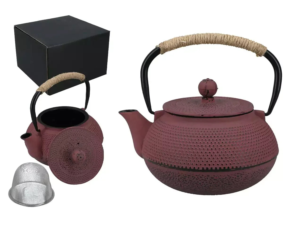 Bouilloire japonaise en fonte Tetsubin rouge (900 ml)