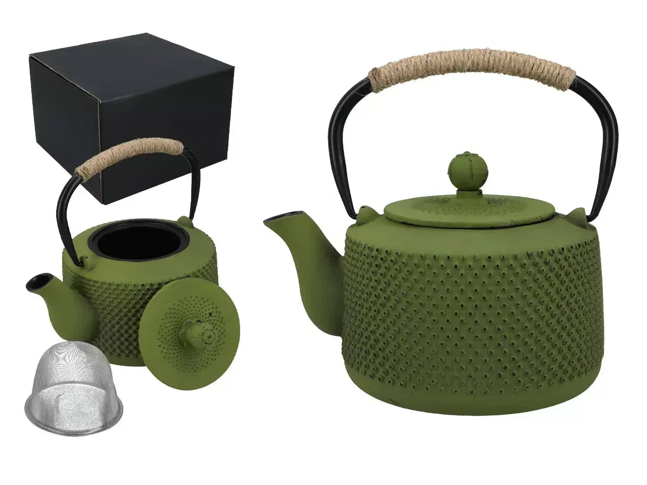 Hervidor japonés de hierro fundido Tetsubin verde (1000 ml)