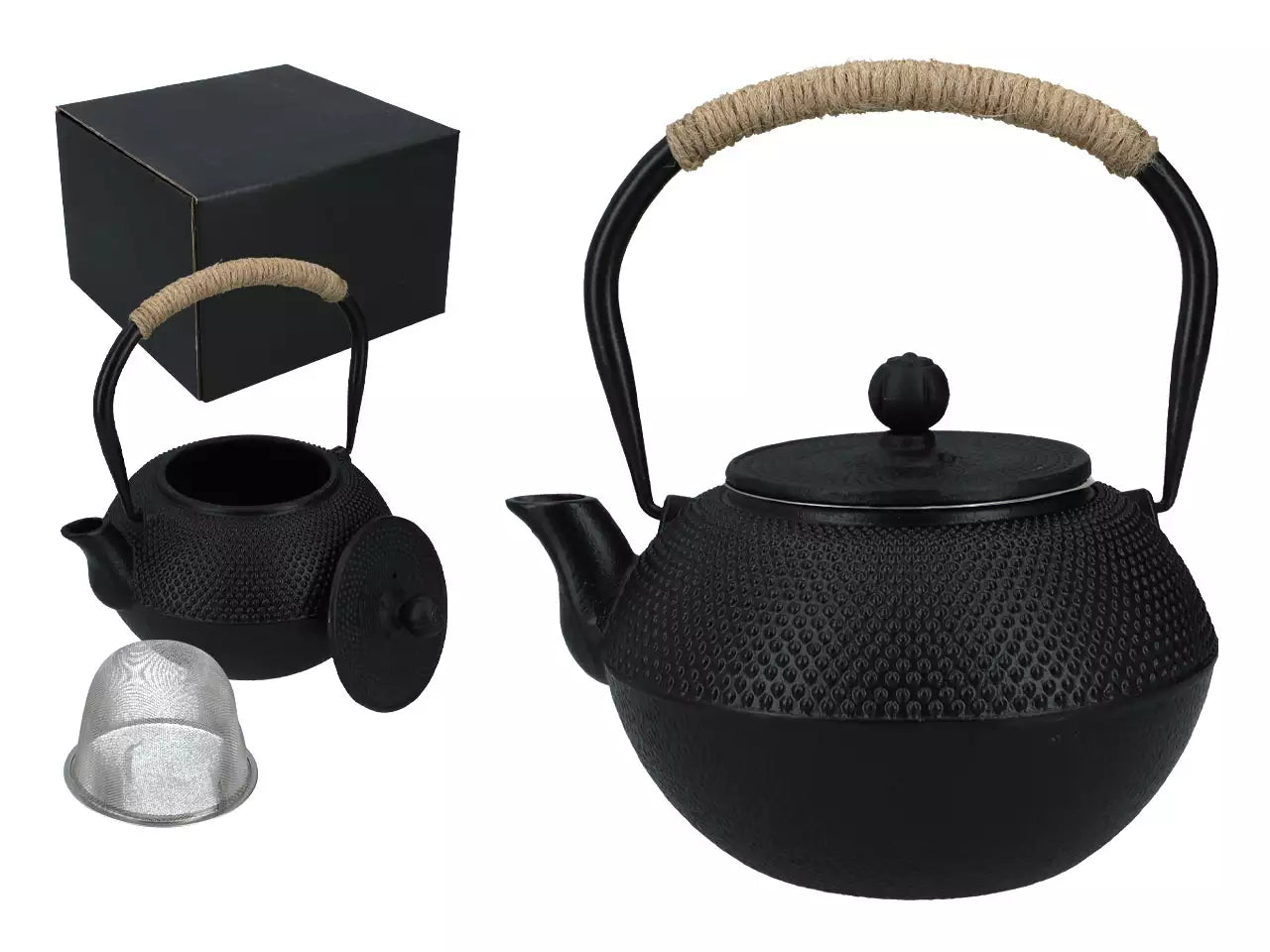 Duży japoński czajnik żeliwny Tetsubin czarny (1200 ml)