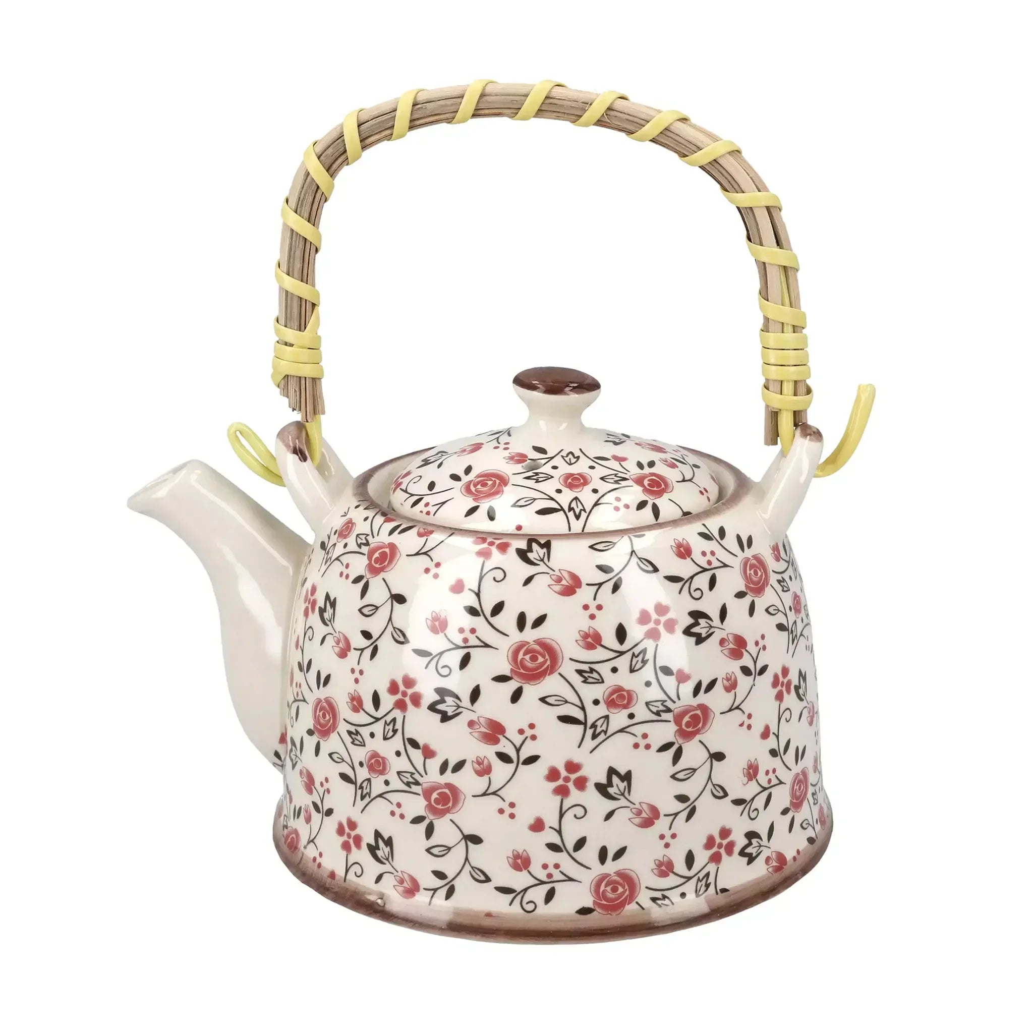 Teiera in ceramica con fiori rosa (800 ml)
