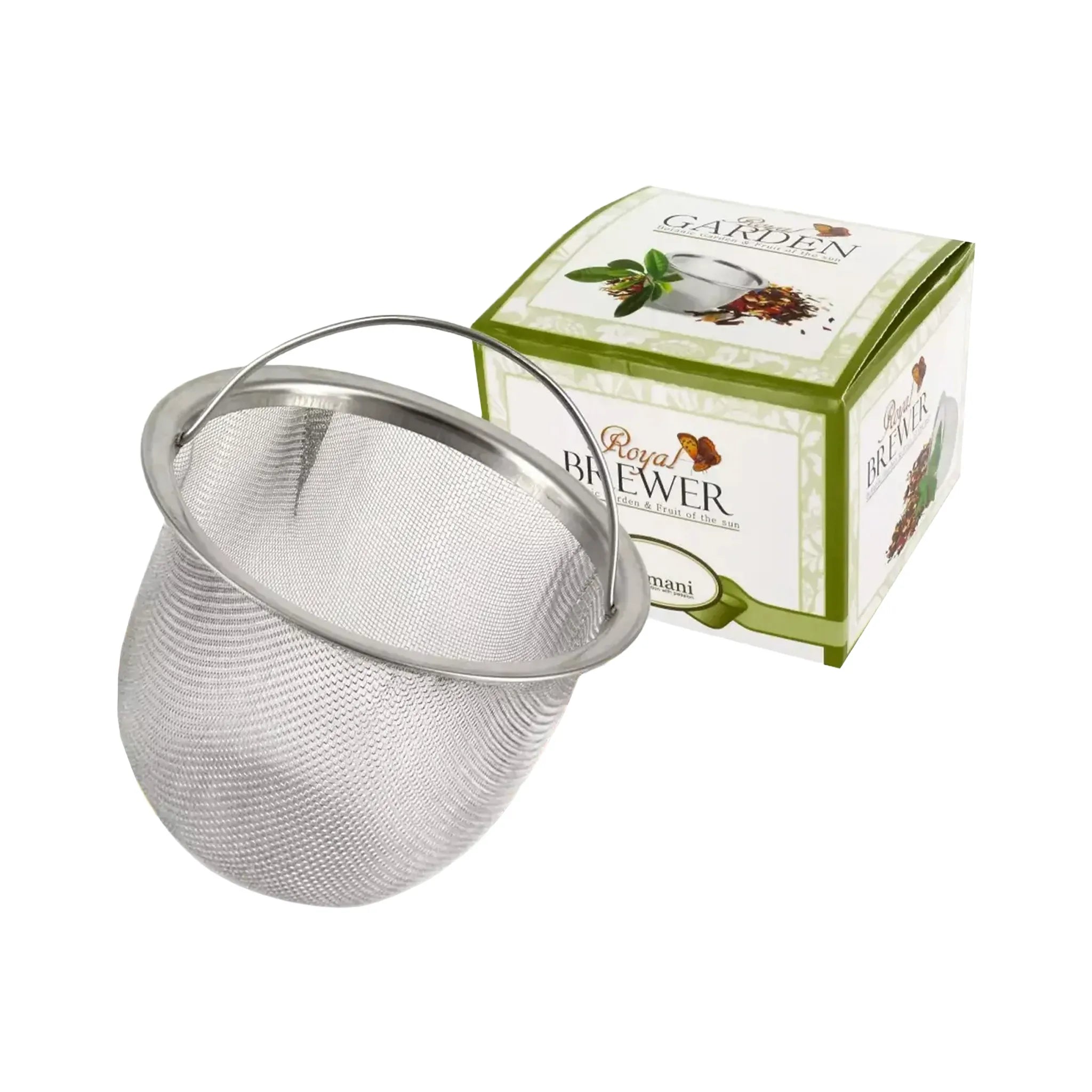 Metal basket-type tea infuser with handle