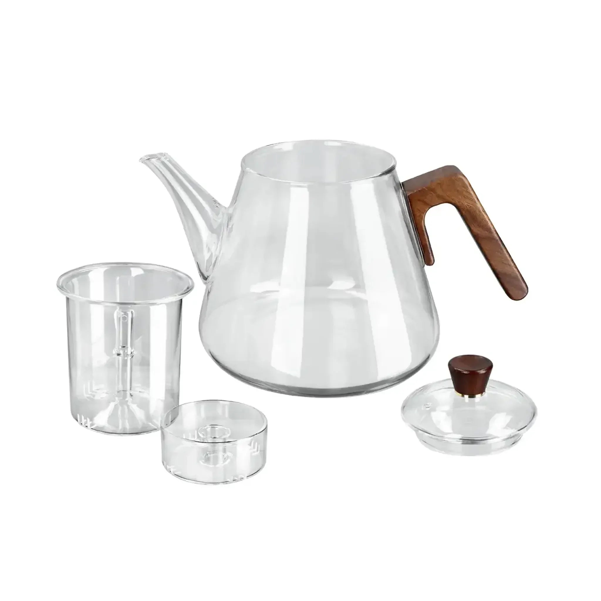 Brocca in vetro con infusore e manico in legno (1000 ml)
