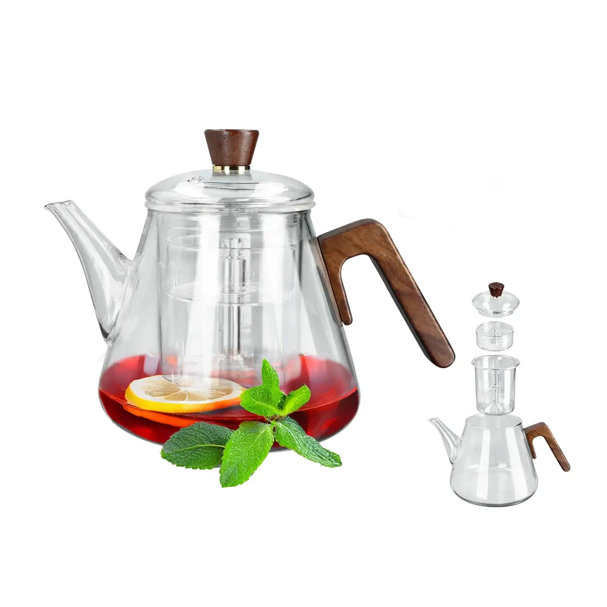 Carafe en verre avec infuseur et poignée en bois (1000 ml)