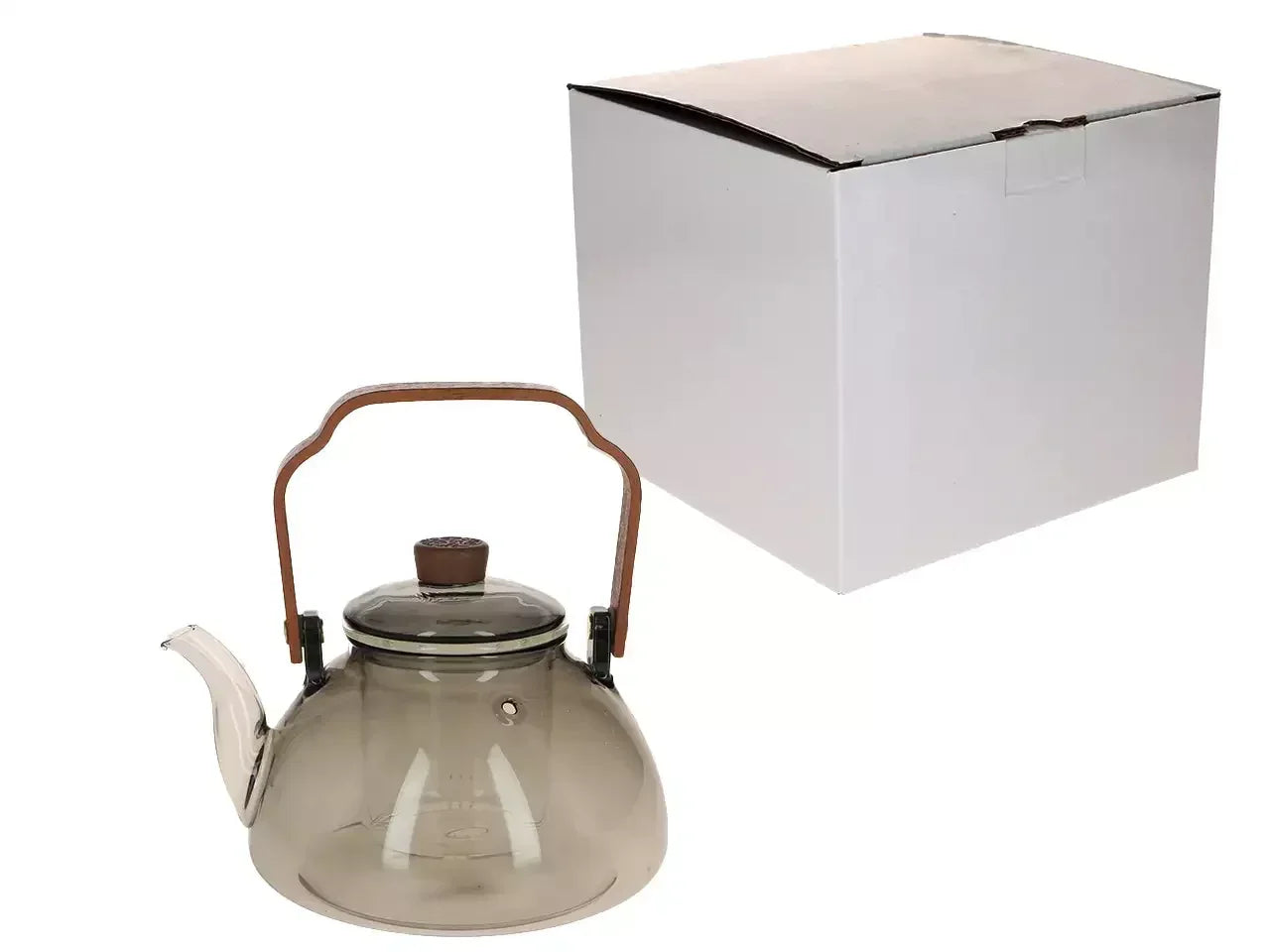 Carafe en verre avec infuseur et poignée en bois (1 l)