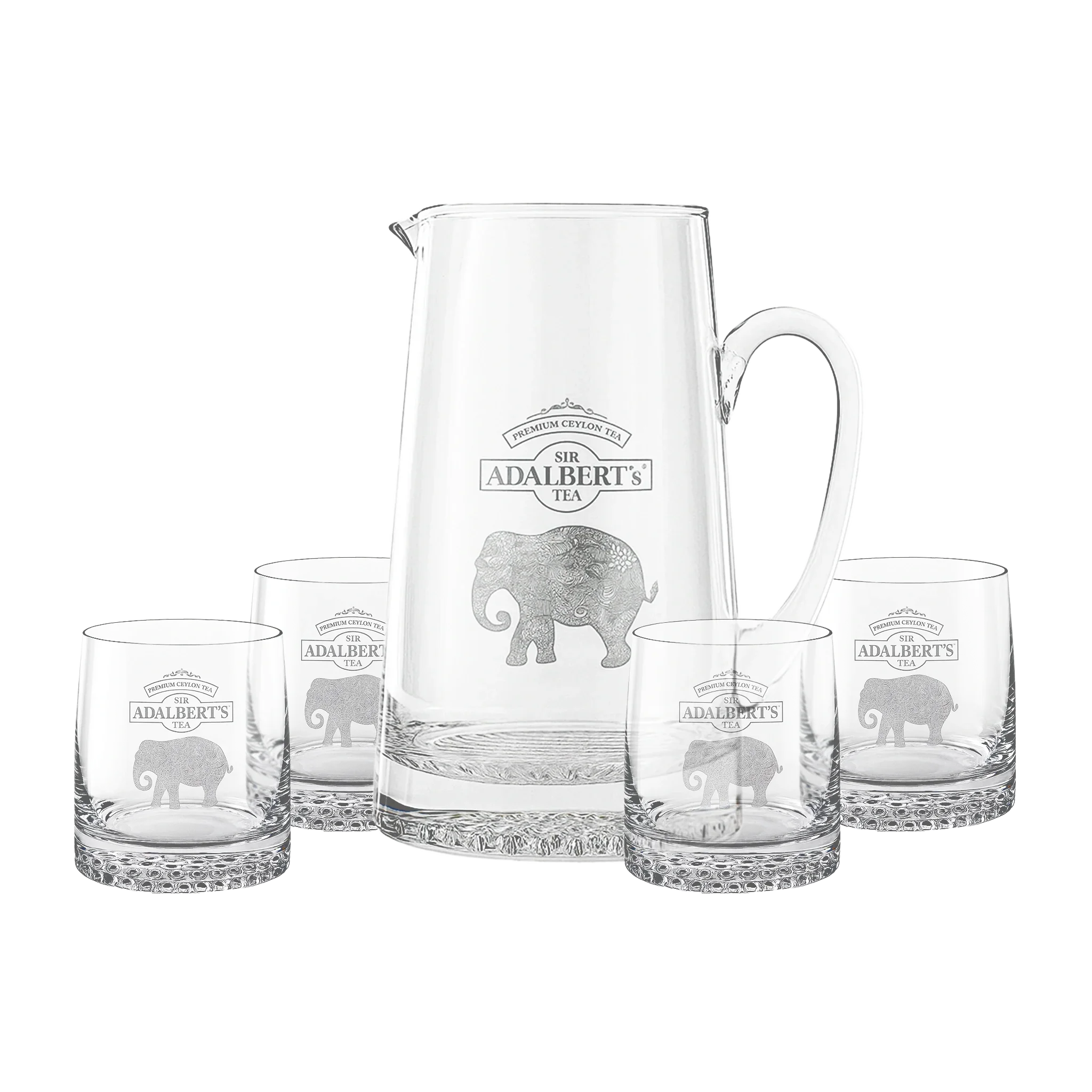 komplet - dzbanek i szklanki firmowe Adalbert's - 1