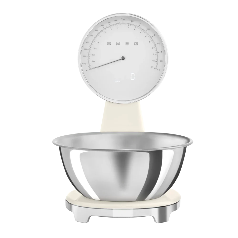 Waga kuchenna SMEG KSF01 kremowa cyfrowa w stylu retro lat 50.