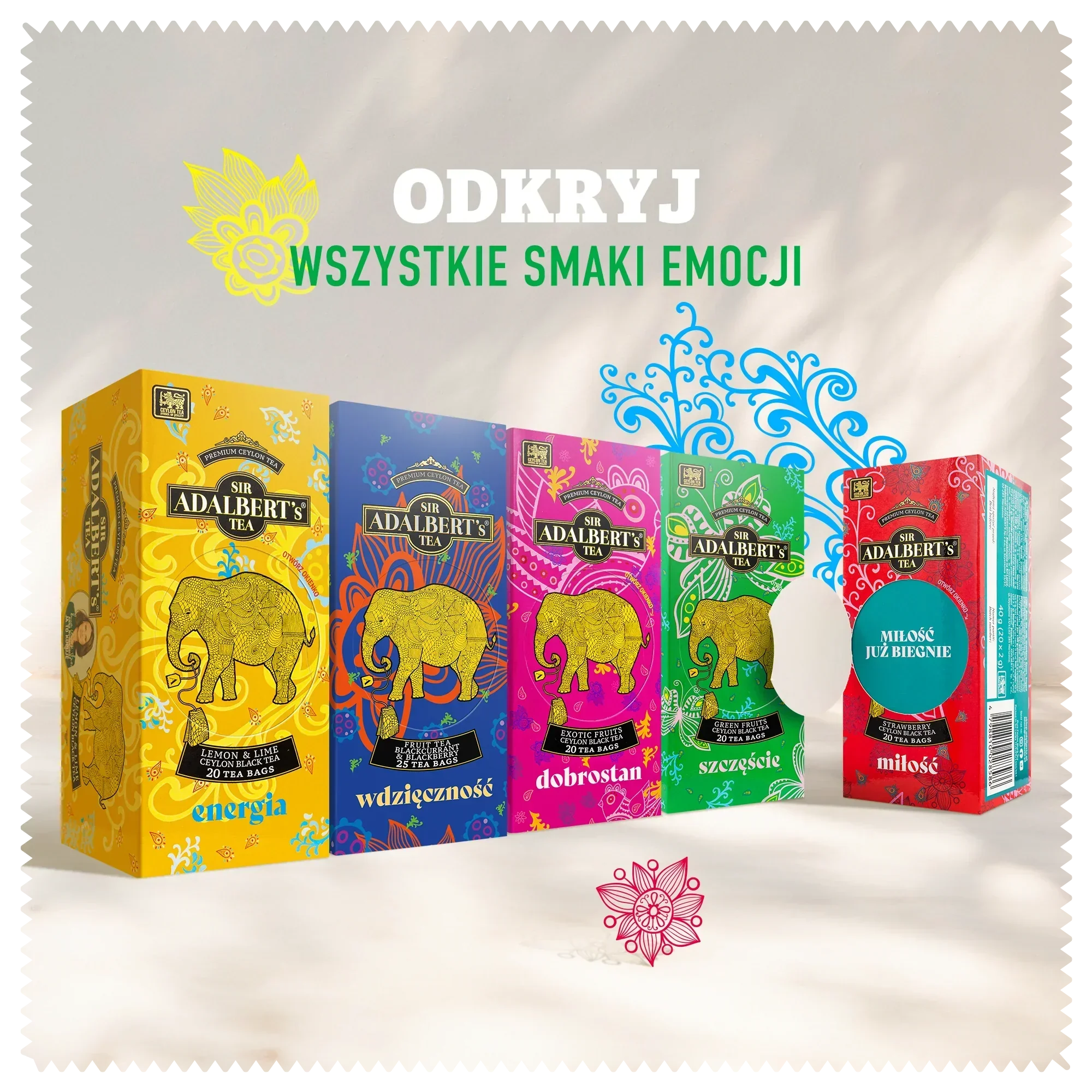 Adalbert's Tea Green Fruits SZCZĘŚCIE – 40 g w saszetkach