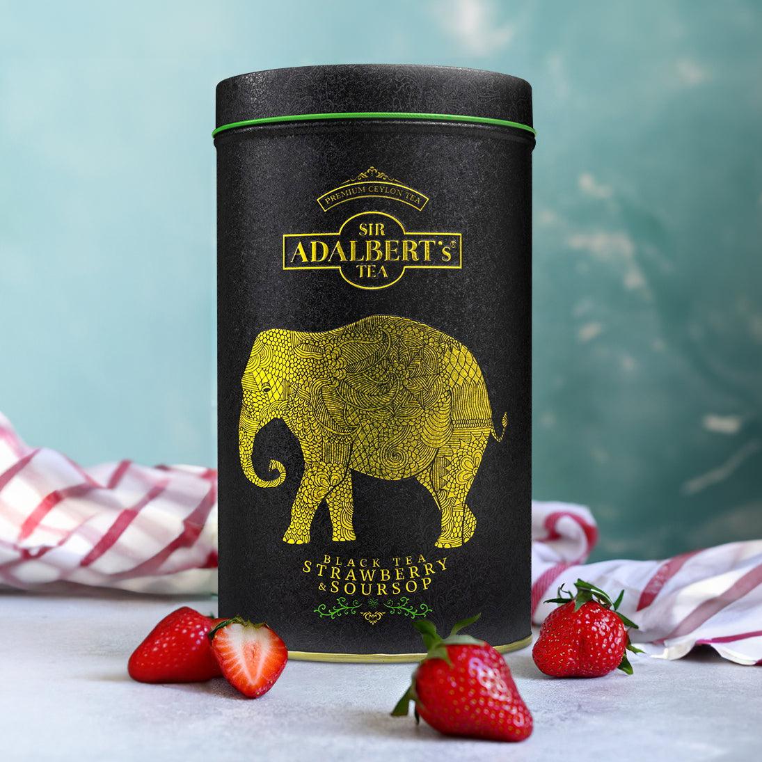 Adalbert's Tea BLACK TEA STRAWBERRY & SOURSOP - liściasta 100g w puszce - Sir Adalbert's Tea