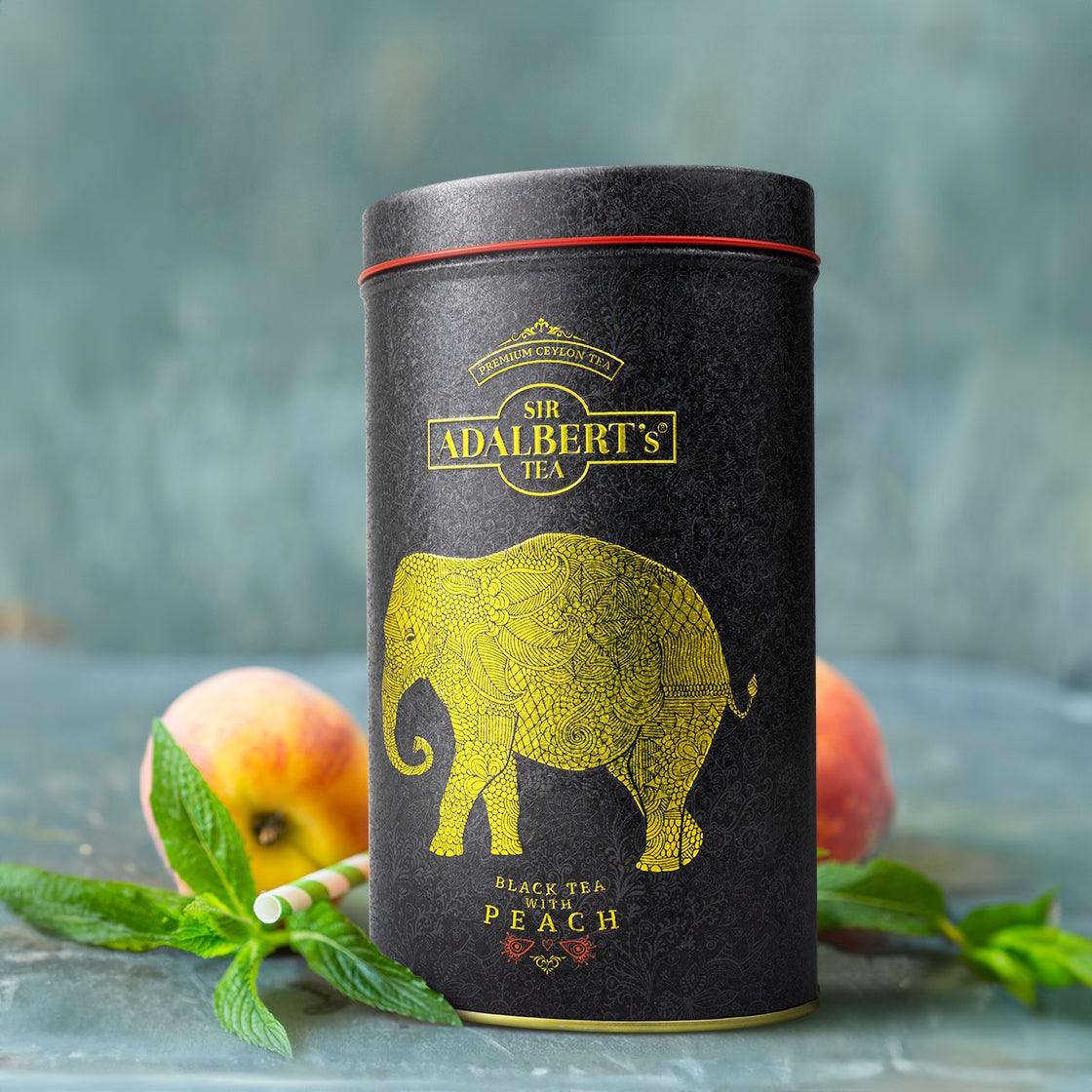 Adalbert's Tea BLACK TEA WITH PEACH - liściasta 100g w puszce - Sir Adalbert's Tea