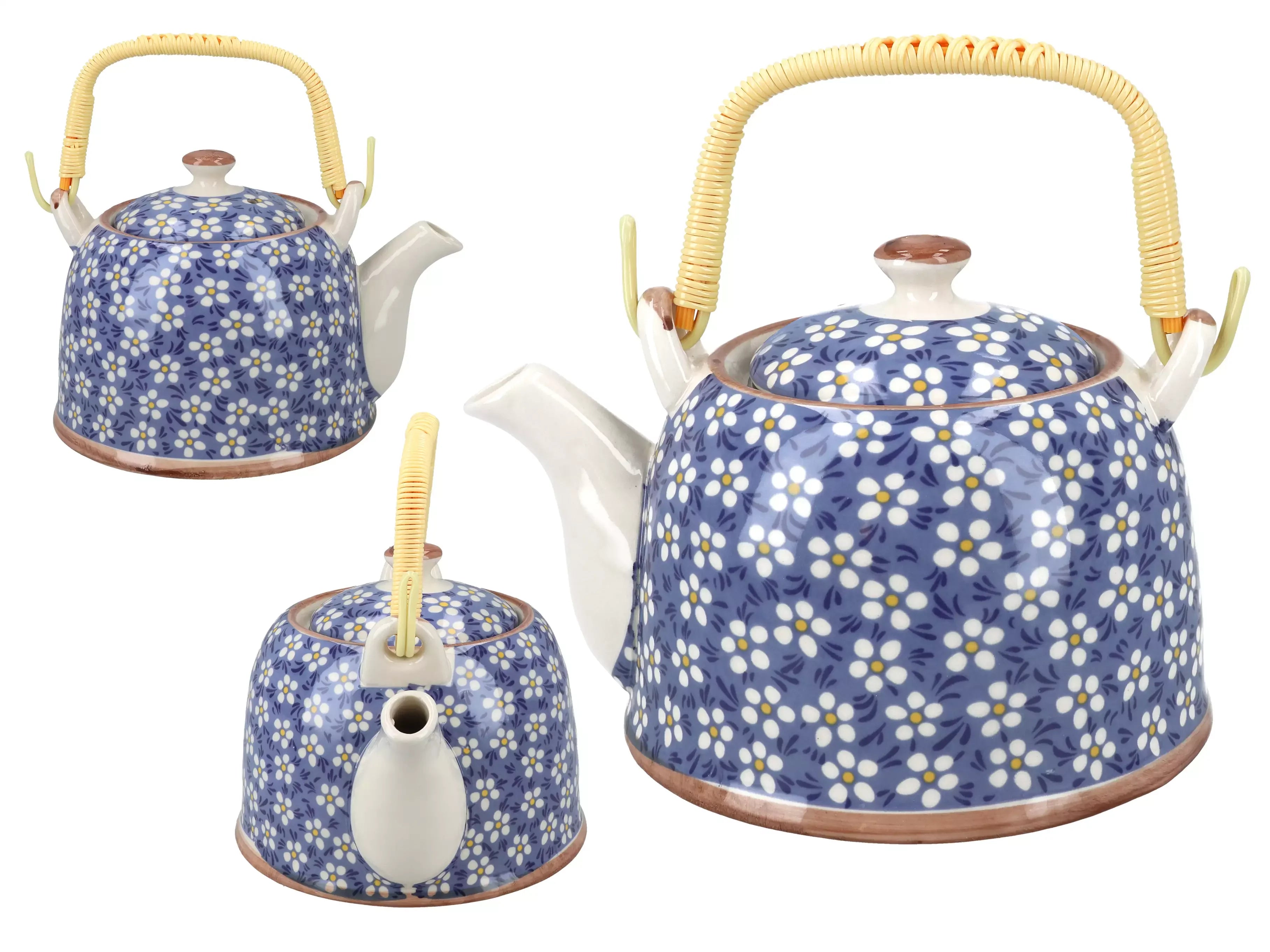 Ceramic teapot with infuser "Navy Daisy" (800 ml)