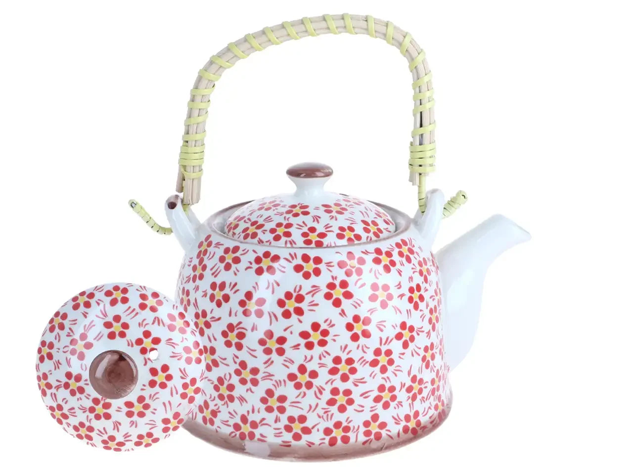 czajnik ceramiczny z zaparzaczem we wzór maków