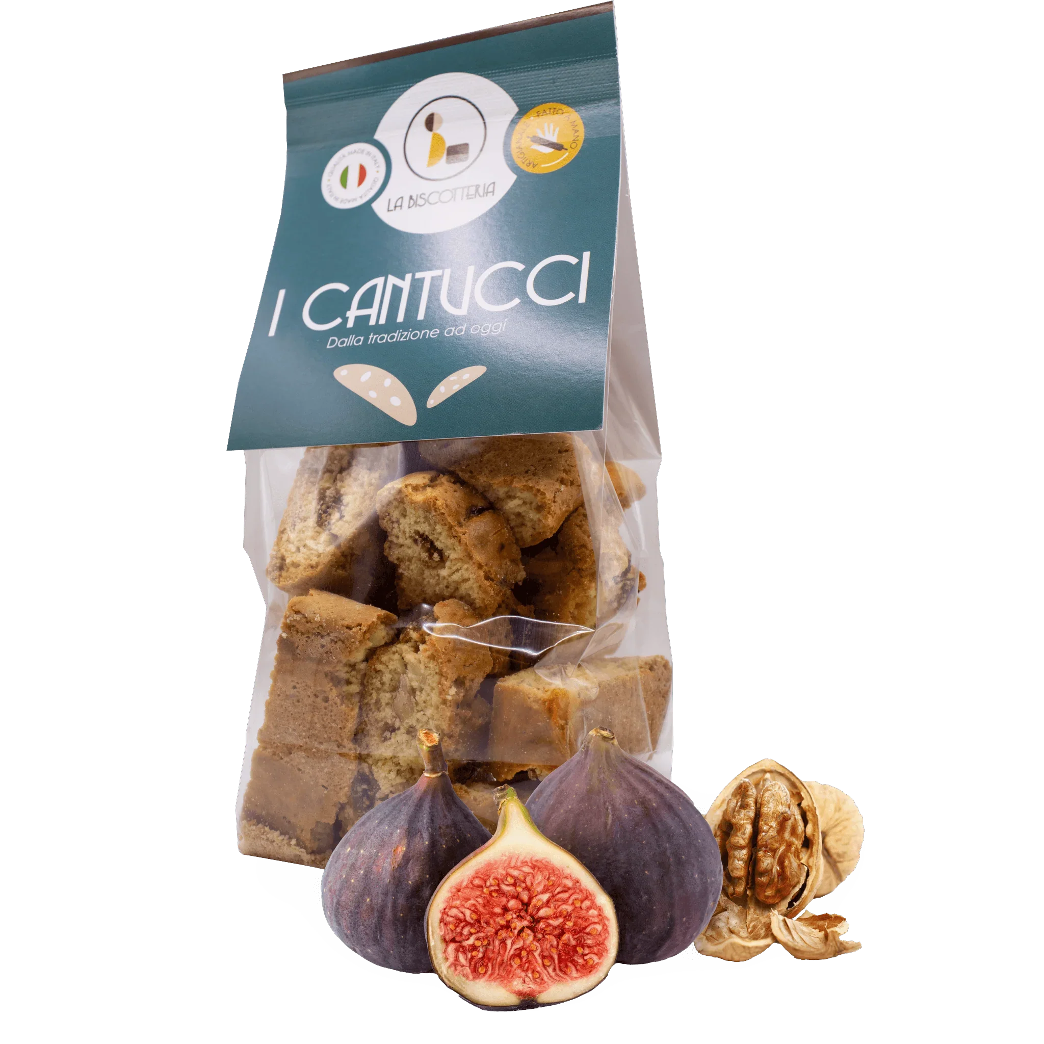 Opakowanie cantucci tradycyjnych ciasteczek toskańskich z figami i orzechami włoskimi