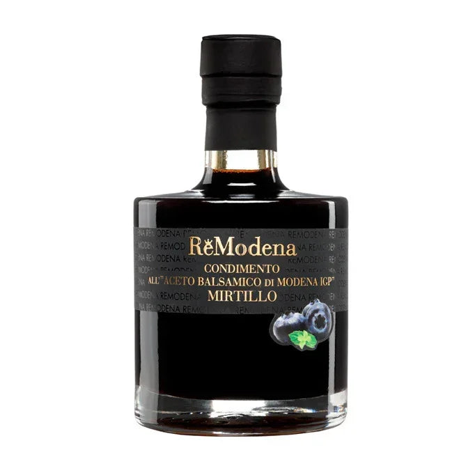 Butelka balsamicznego octu z Modeny o smaku borówki ReModena Mirtillo