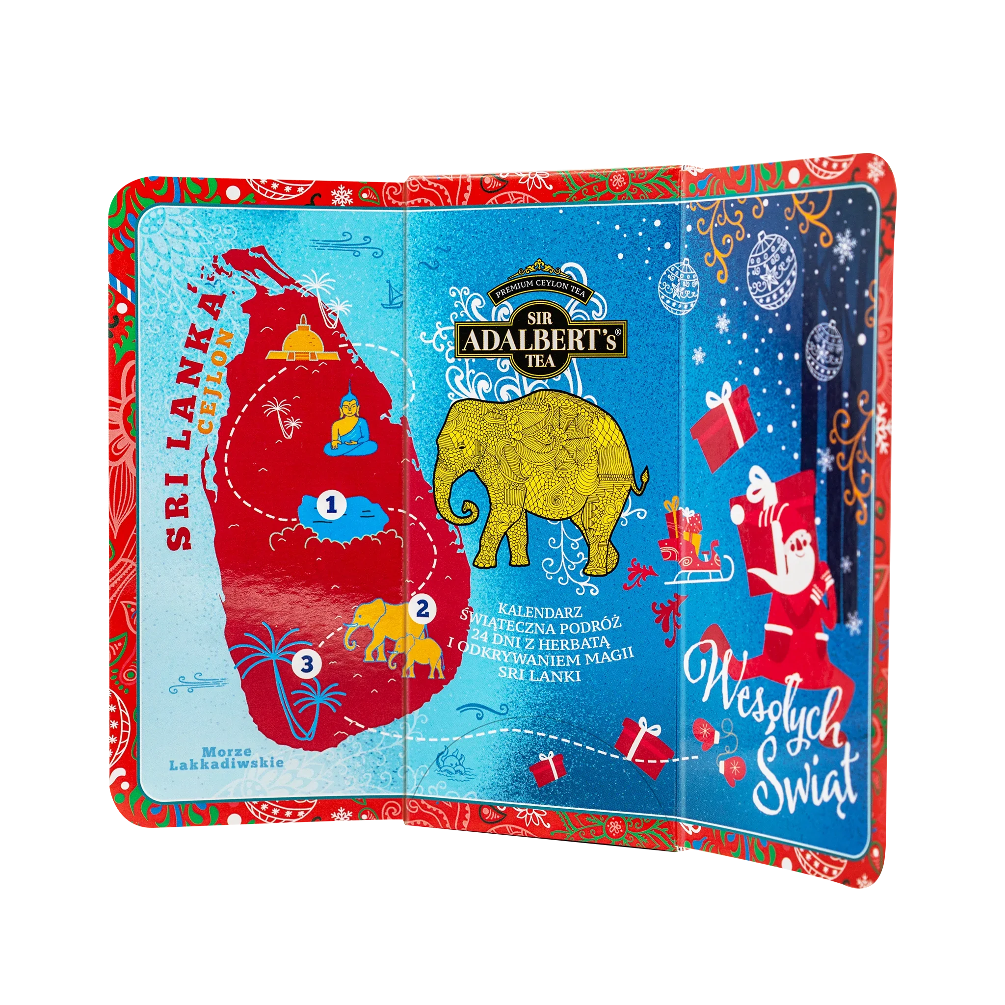 Kalendarz Adwentowy Czerwony Świąteczna Podróż - 24 dni z herbatą 48g - Sir Adalbert's Tea