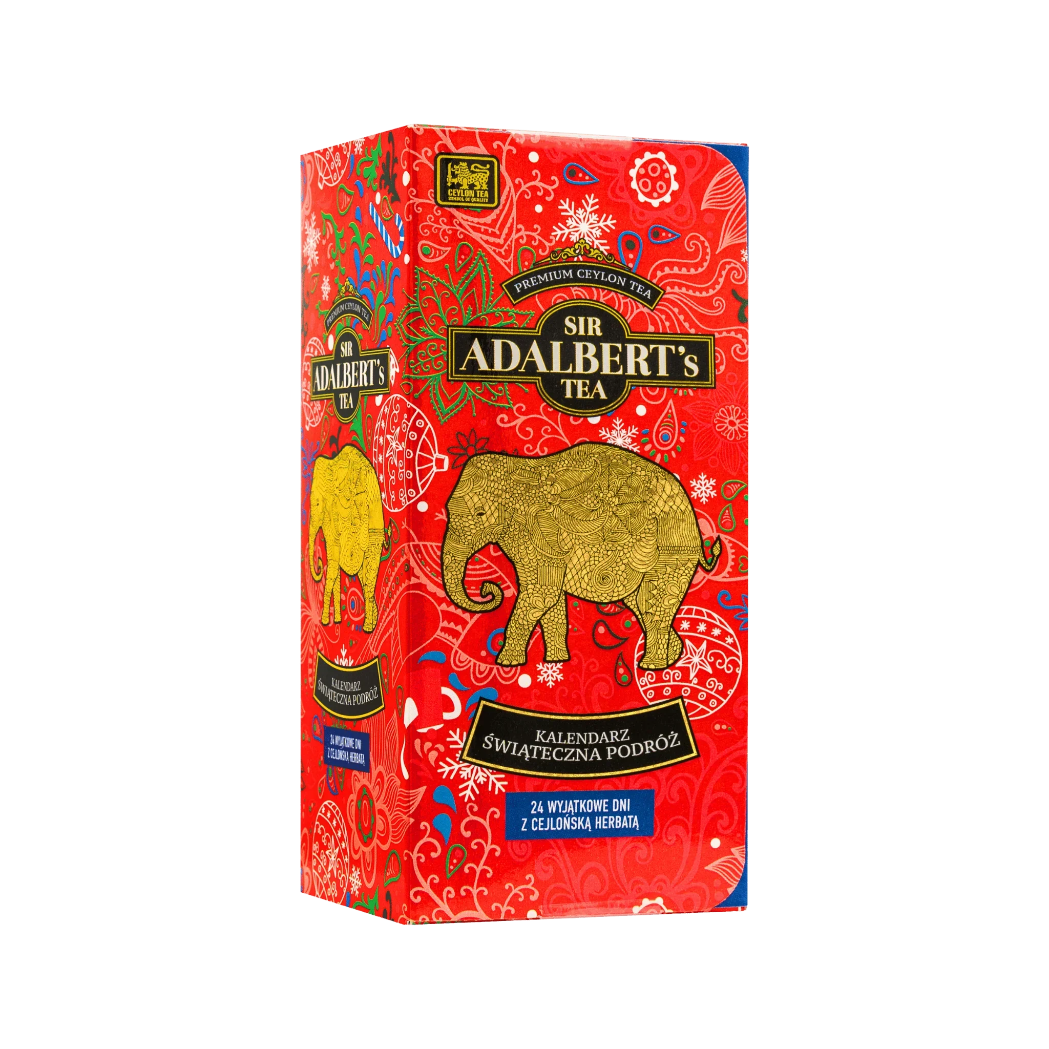 Kalendarz Adwentowy Czerwony Świąteczna Podróż - 24 dni z herbatą 48g - Sir Adalbert's Tea