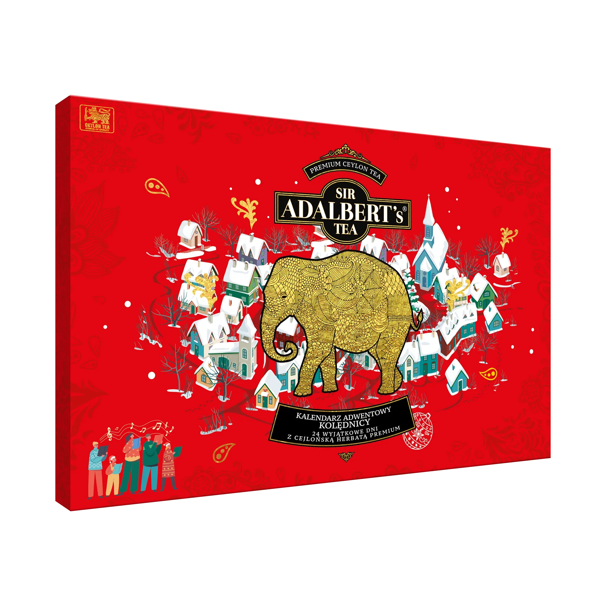 Kalendarz Adwentowy Kolędnicy Czerwony - 24 dni z herbatą świąteczną 48g - Sir Adalbert's Tea