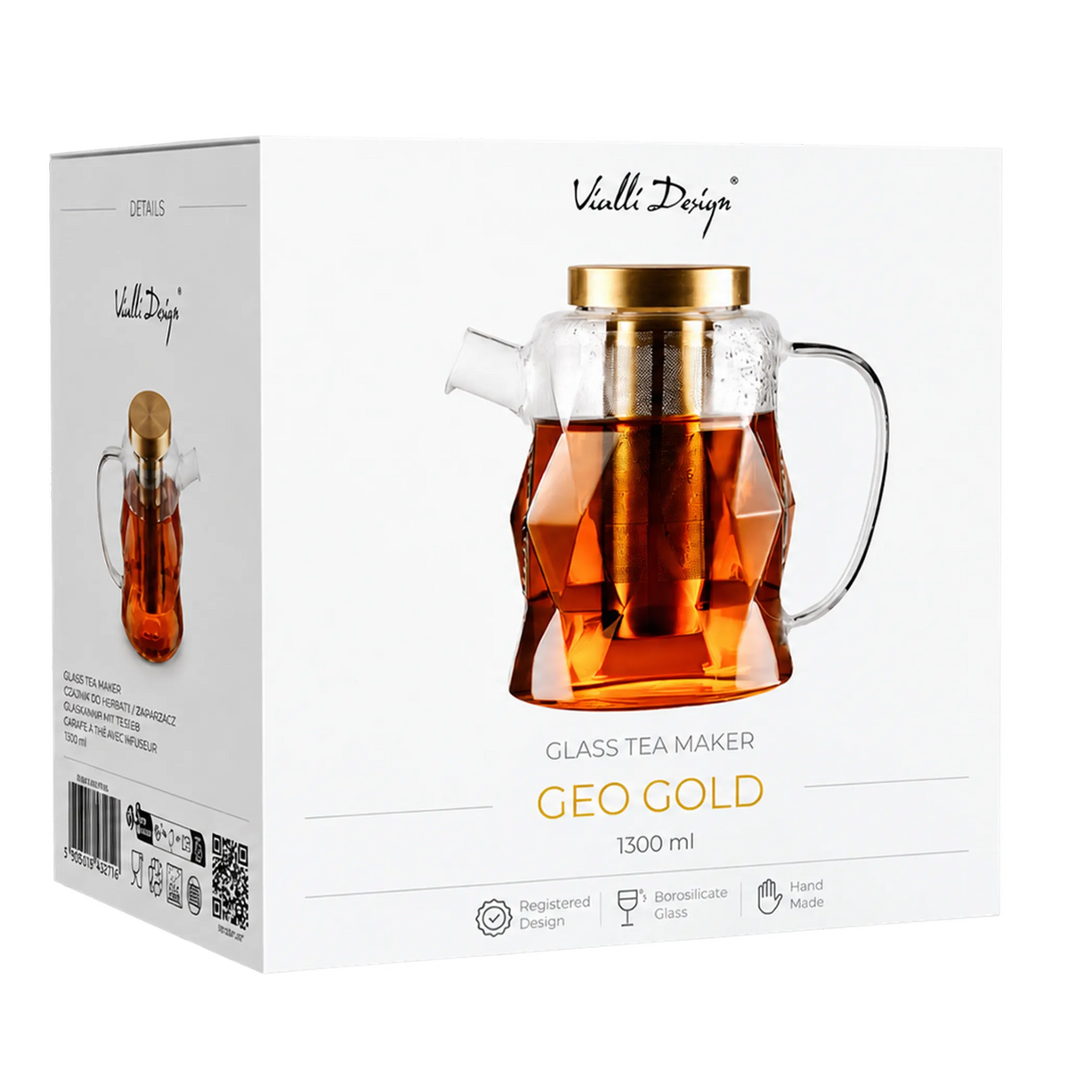 Dzbanek do herbaty z zaparzaczem Vialli Design GEO GOLD, 1300 ml - zdjęcie 4