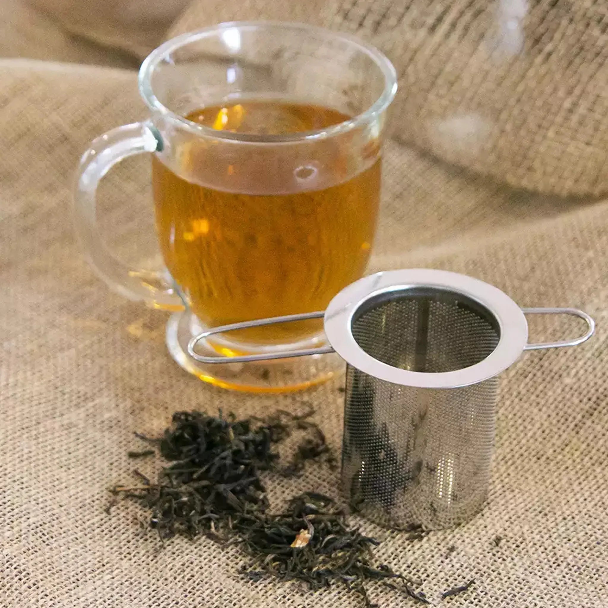 Metal tea infuser with fold-out handle