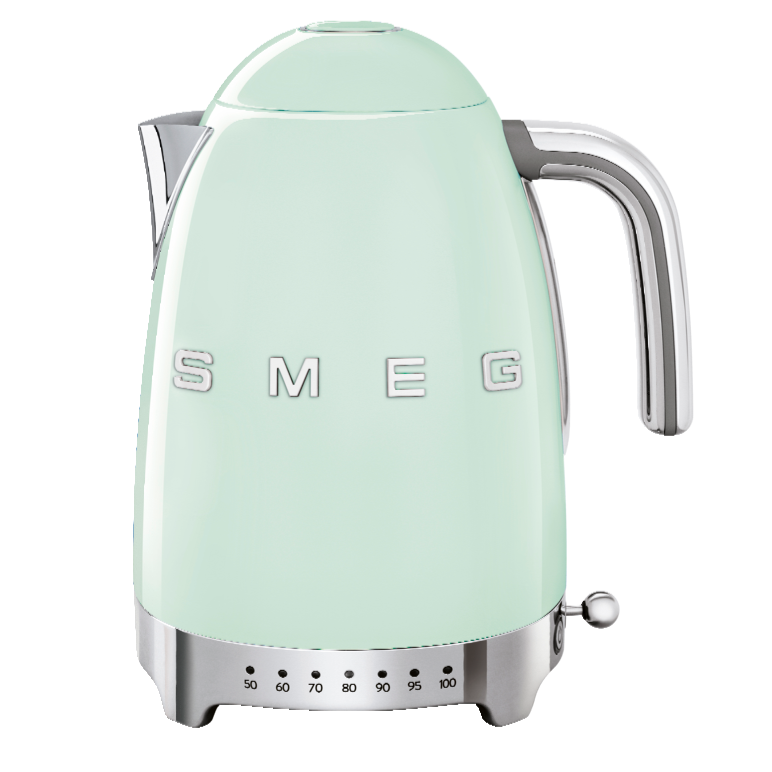 Czajnik SMEG KLF04 pastelowy zielony z regulacją temperatury w stylu retro lat 50.