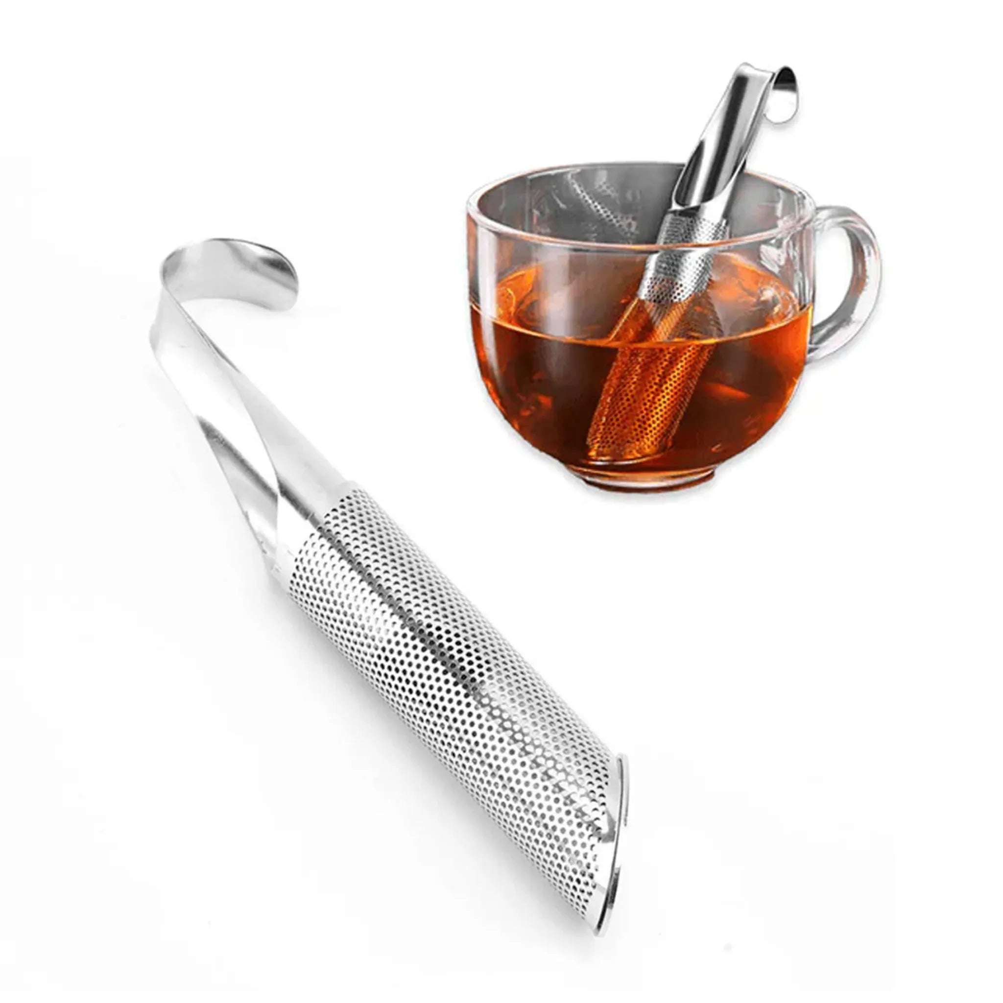Metal tea infuser in the form of a tube