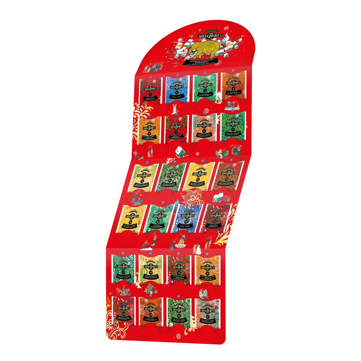 CALENDARIO DEI CANTANTI DI NATALE (ROSSO) del tè di Adalbert