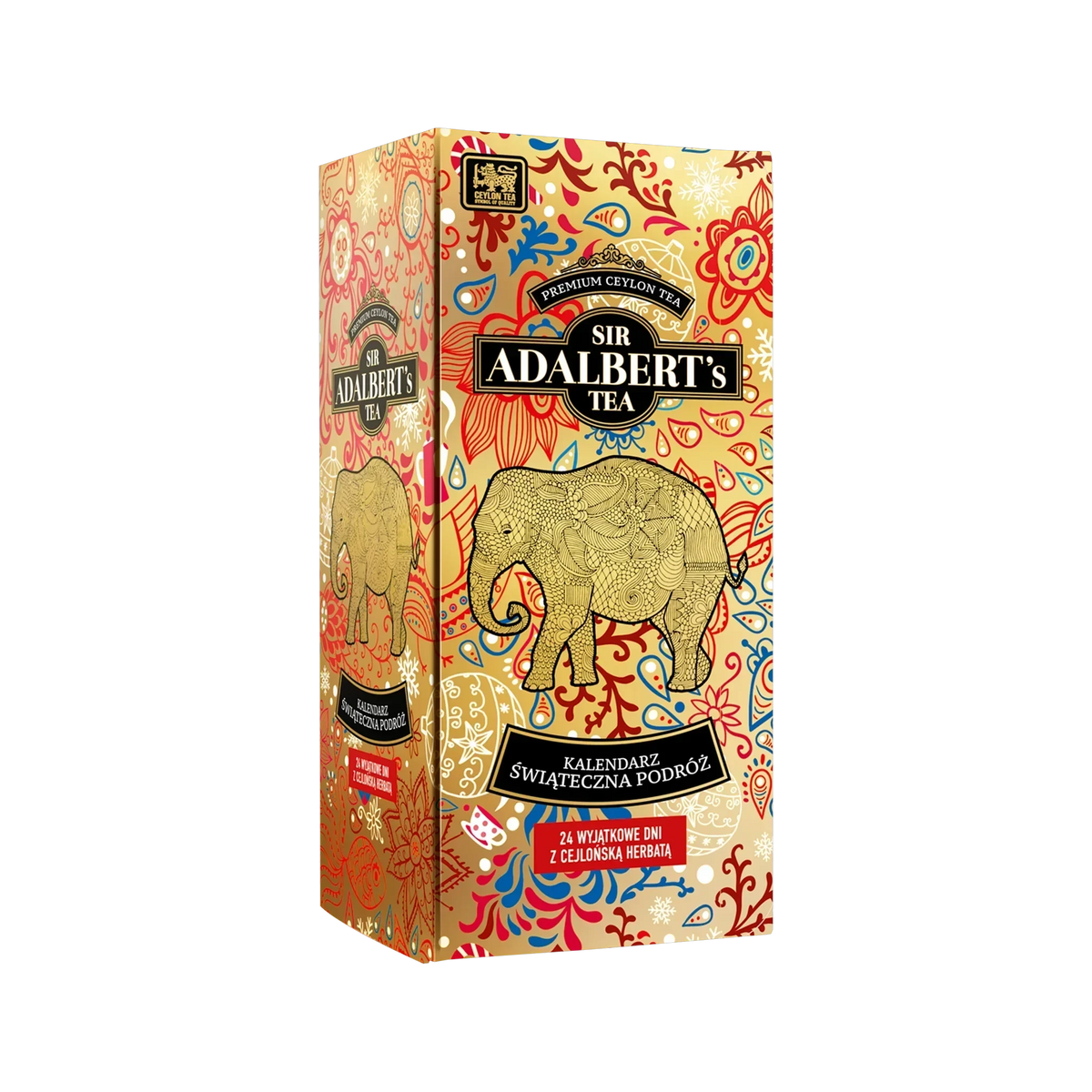 Adalbert's Tea Kalendarz adwentowy Świąteczna Podróż złoty, 24 saszetki herbaty cejlońskiej