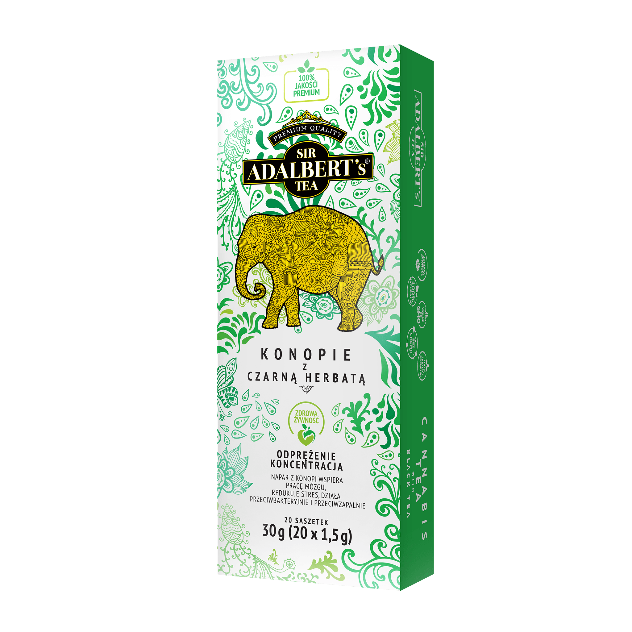 Adalbert's Tea KONOPIA z CZARNĄ HERBATĄ - saszetki 30g - Sir Adalbert's Tea