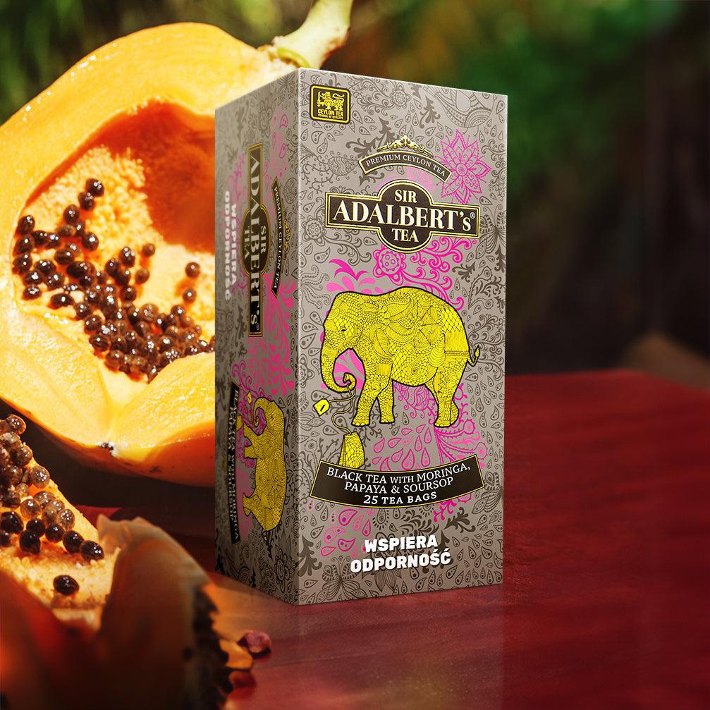 Adalbert's Tea - Black Tea with MORINGA, PAPAYA & SOURSOP - saszetki 50g - Sir Adalbert's Tea