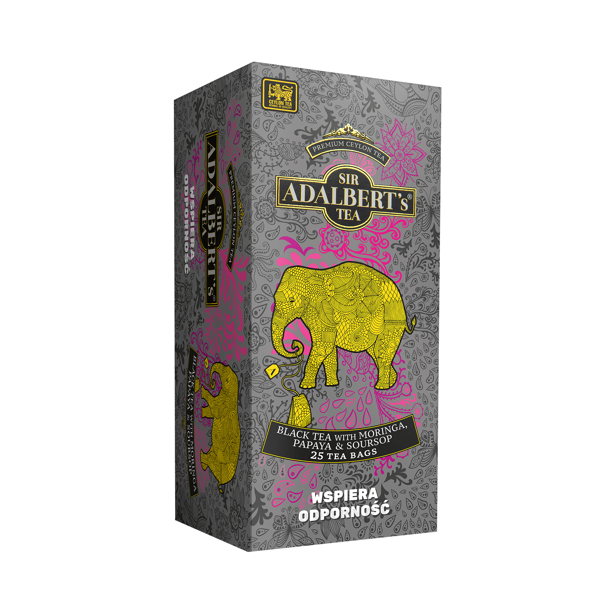 Adalbert's Tea - Black Tea with MORINGA, PAPAYA & SOURSOP - saszetki 50g - Sir Adalbert's Tea