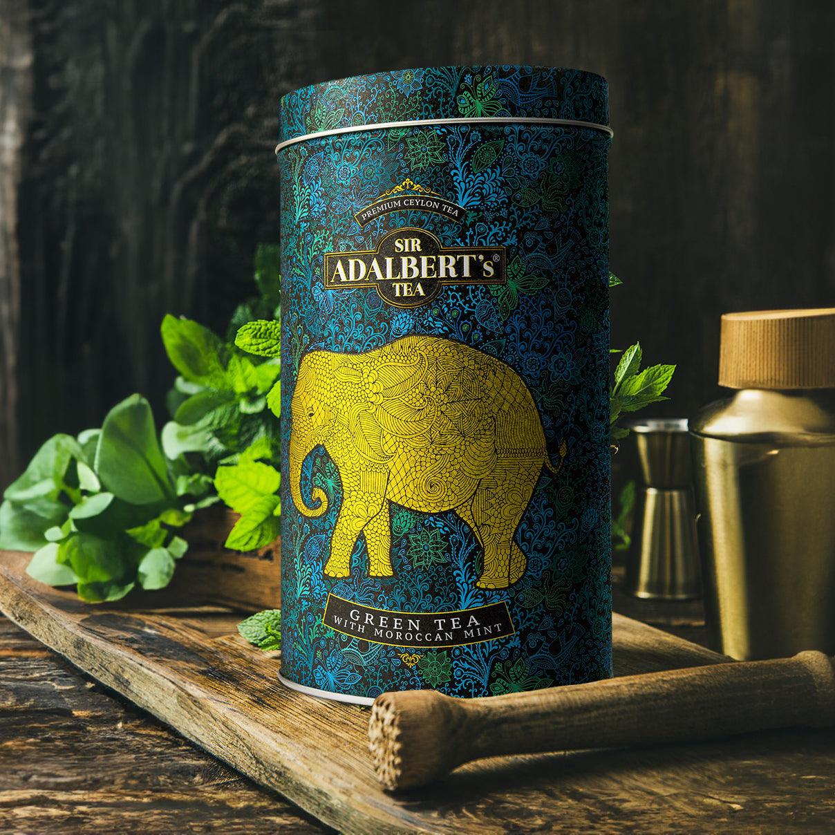 Adalbert's Tea GREEN TEA WITH MOROCCAN MINT - liściasta 110g w puszce - Sir Adalbert's Tea