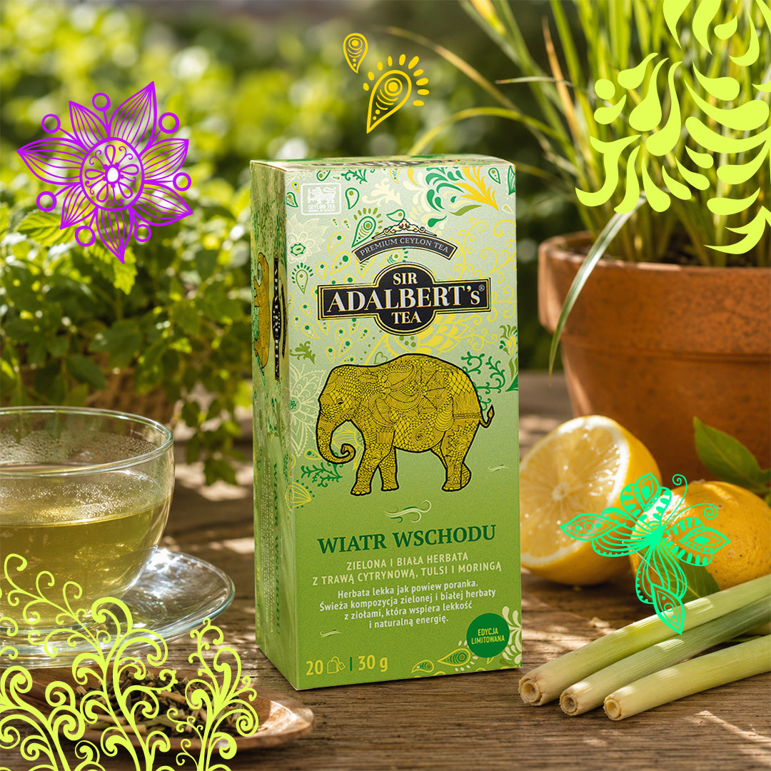 Adalbert's Tea Wiatr Wschodu - kartonik z trawą cytrynową i cytryną, edycja limitowana Żywioły