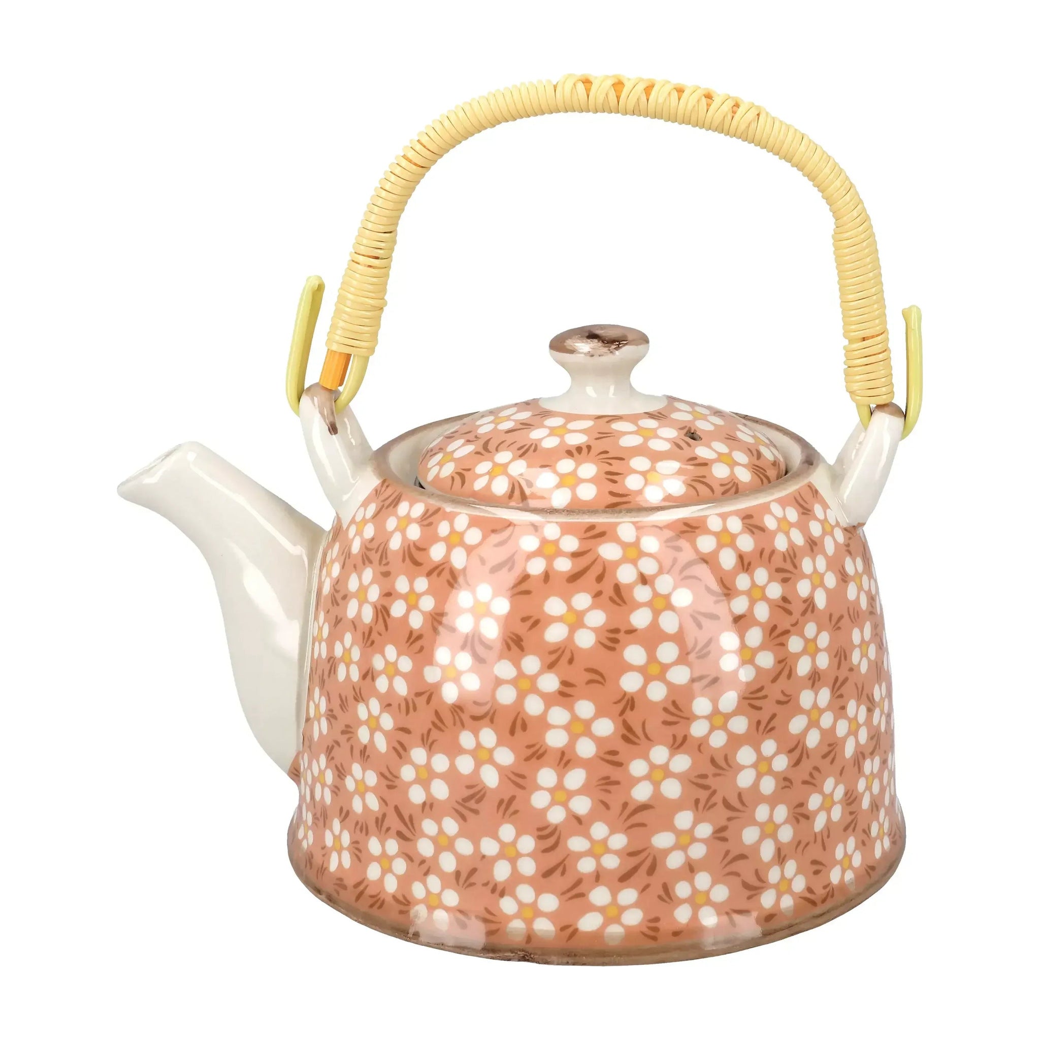 Czajnik ceramiczny z zaparzaczem Peach Daisy 800 ml - packshot na białym tle