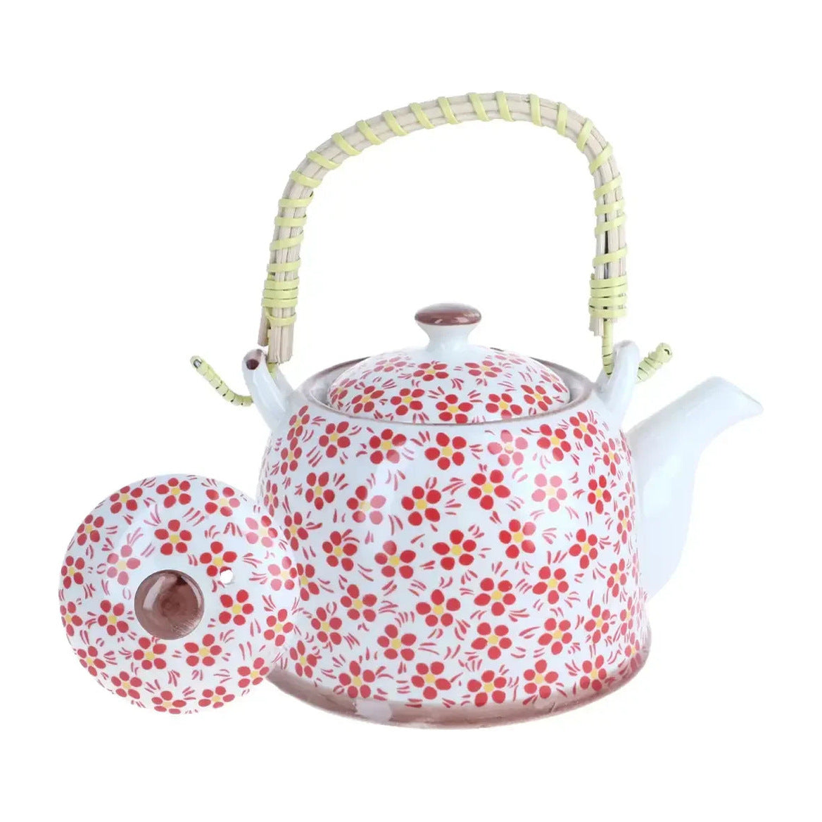 Czajnik ceramiczny z zaparzaczem Pole maków 800 ml - packshot na białym tle