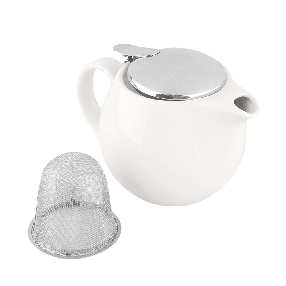 Czajnik Z Zaparzaczem 450 ml Porcelana Kremowa W Opasce - Sir Adalbert's Tea