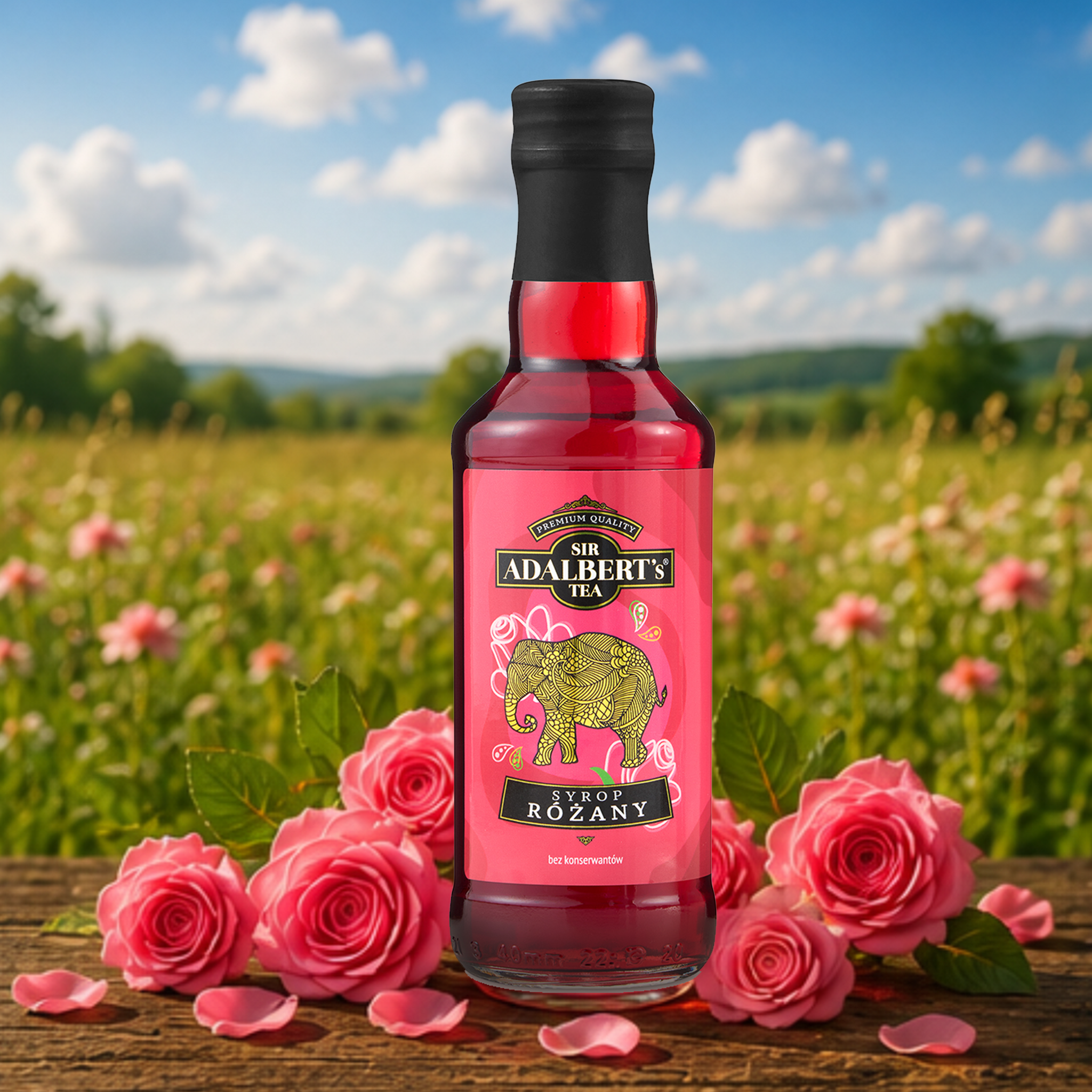 Adalbert's Syrop Różany 200 ml - zdjęcie lifestyle w plenerze
