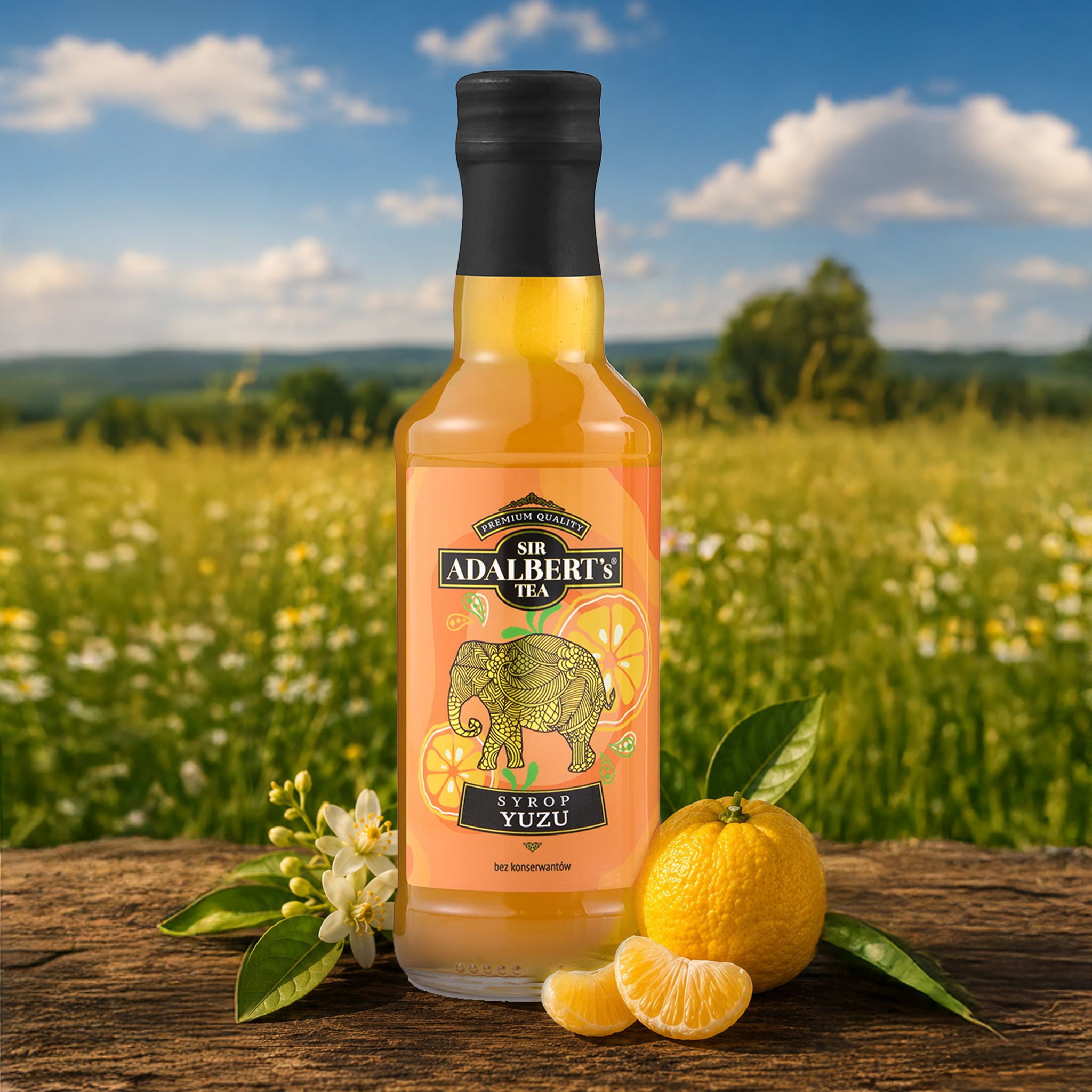 Adalbert's Syrop Yuzu 200 ml - zdjęcie lifestyle w plenerze