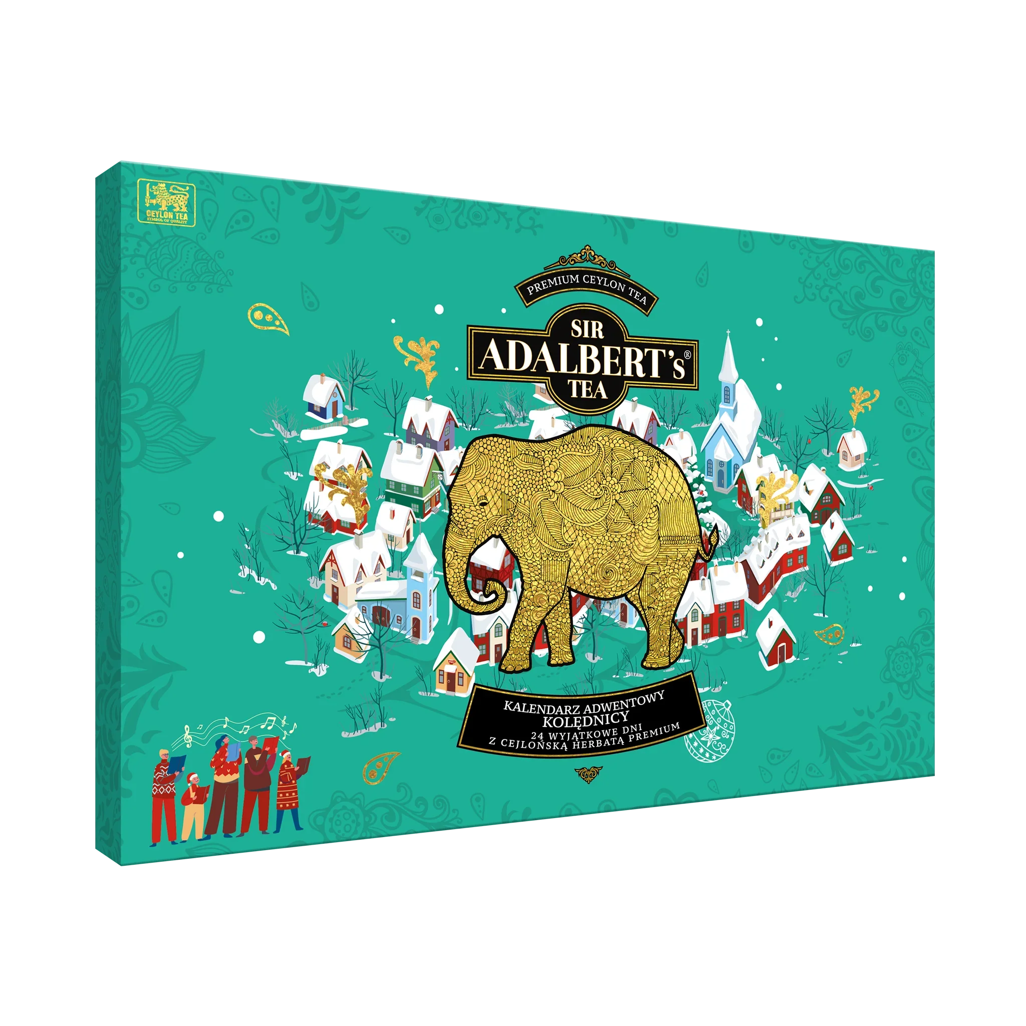 Kalendarz Adwentowy Kolędnicy Zielony - 24 dni z herbatą świąteczną 48g - Sir Adalbert's Tea