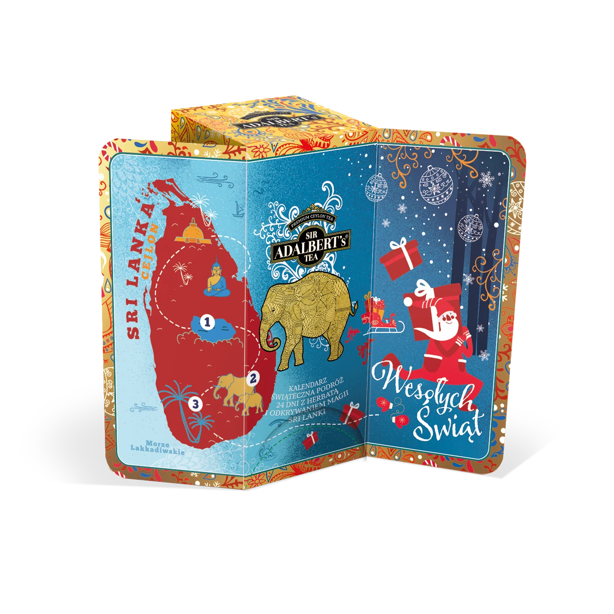 Kalendarz Adwentowy Złoty Świąteczna Podróż - 24 dni z herbatą 48g - Sir Adalbert's Tea