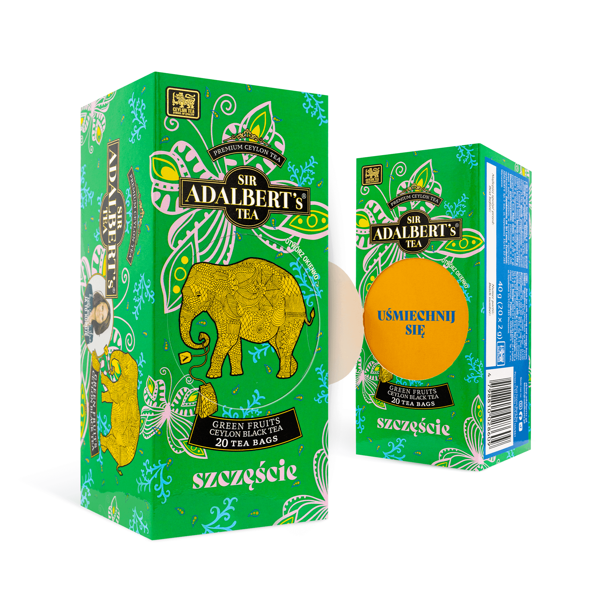 Adalbert's Tea Green Fruits SZCZĘŚCIE - saszetki 40g - Sir Adalbert's Tea