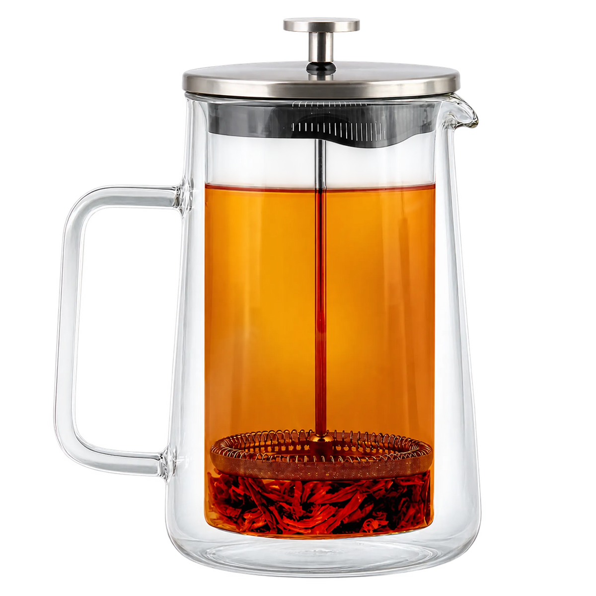 Szklany zaparzacz ze srebrną pokrywą Vialli Design Diva, 1000 ml