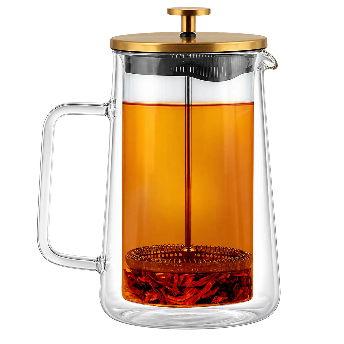 Szklany zaparzacz ze złotą pokrywą Vialli Design Diva, 1000 ml