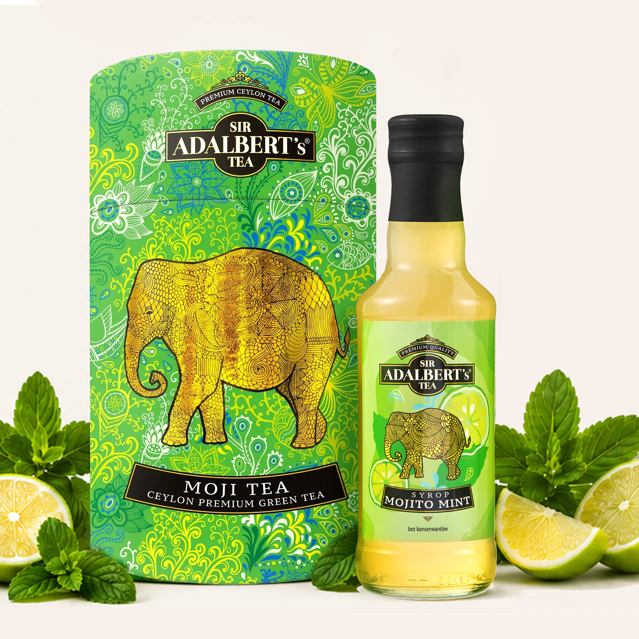 Zestaw Adalbert's Tea - Herbata Moji Tea + Syrop Mojito Mint
